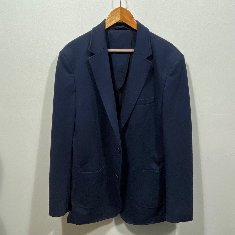 NEW 01.ALGO Men's XL Navy Blue‎ Stretch Knit Blazer Two Button Sport Coat Travel